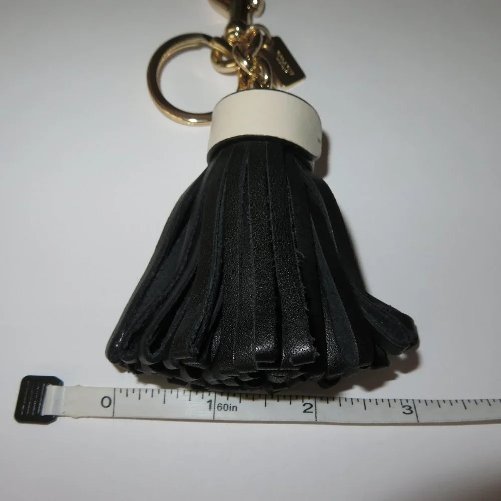 Coach Black And White Key Ring Tussle Key Fob Bag Charm
